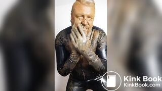 Posing around in rubber, covered in my own shit