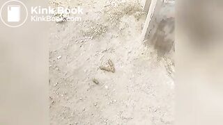 Retard bitch eating shit from man's asshole