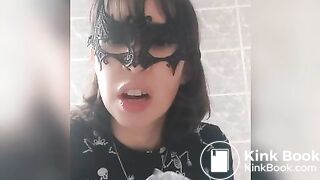 Retard bitch eating shit from man's asshole