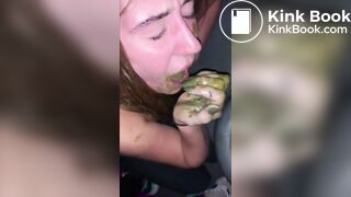 Nasty drunk whore in public toilet