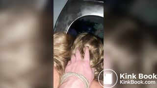 Nasty drunk whore in public toilet