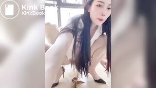 Asian girl shits and smears