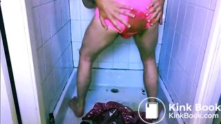 mature guy gets naked & covers himself in shit