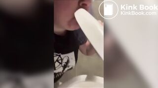 PUBLIC POTTY LICKERS v DIRTY toilet TONGUE tramps