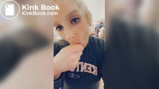 Dirty butt slut cleaning her plug