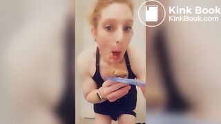 Girl eating her own shit