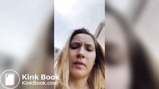 Girls pooping outdoor