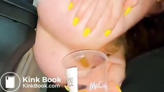 White girl shits in McDonald's cup
