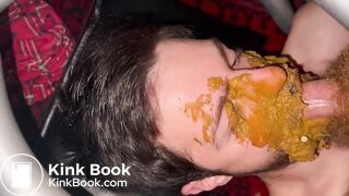 Nice cumshot in scat filled mouth!