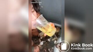 Filthy Porta Potty Shit Eating Whore