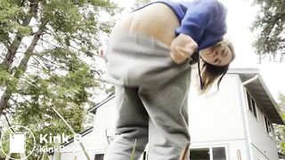 Girls pooping outdoor