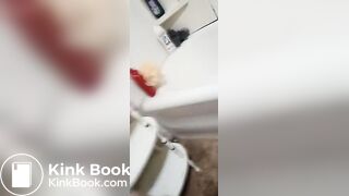 Trying to poop on the toilet - A touch of shit
