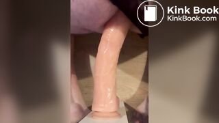 Fat sissy ass taking huge dildo