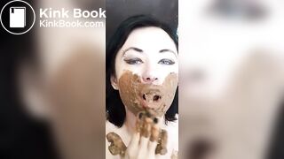 Scat Milf  smeared  sucking shit dildo