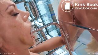 Lesbian scat dom comes hard on her slave