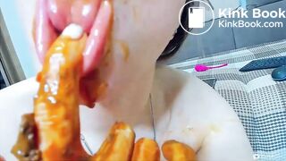 Dirty anal teen tastes shit