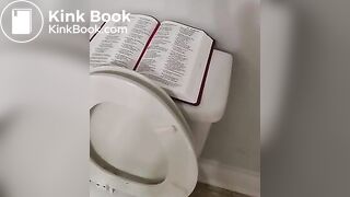 Cleaning my toilet with the bible  HAIL SATAN!