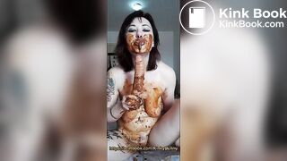 Smeared milf  suck shit dildo, dirty blowjob