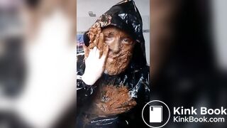 Smoking a pipe with a shit covered face