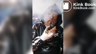 Smoking a pipe with a shit covered face