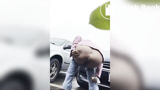 Girls pooping outdoor