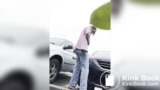 Girls pooping outdoor