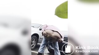 Girls pooping outdoor