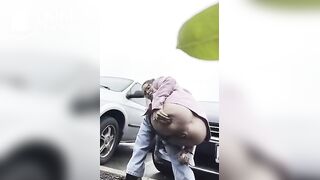 Girls pooping outdoor