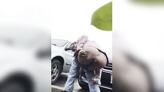 Girls pooping outdoor