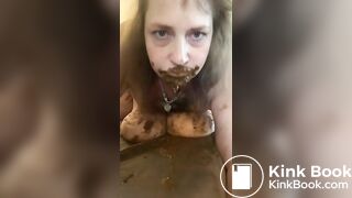 Pt 2 Hot scat slut shits on bed, eats and smears