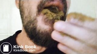 Gay Swallows Fresh Handful of Shit