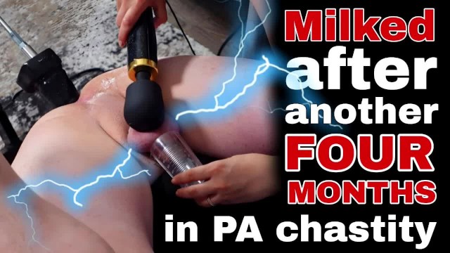 Femdom Milked Ruined Orgasm After 4 Months in PA Chastity Slave Fucking Machine Real Milf Stepmom