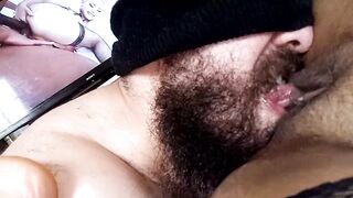 I made him lick my pussy like a dog until cum on his tongue watching porno, he chewed me cum again????