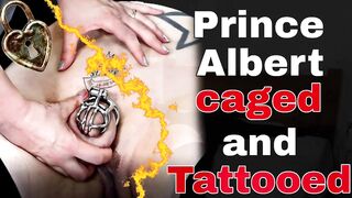 Rigid Chastity Cage PA Piercing Demo with New Slave Tattoo Femdom FLR BDSM Dominatrix Milf Stepmom