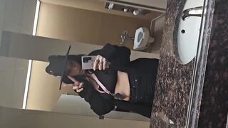 Hot Girl Pissing in a Public Bathroom