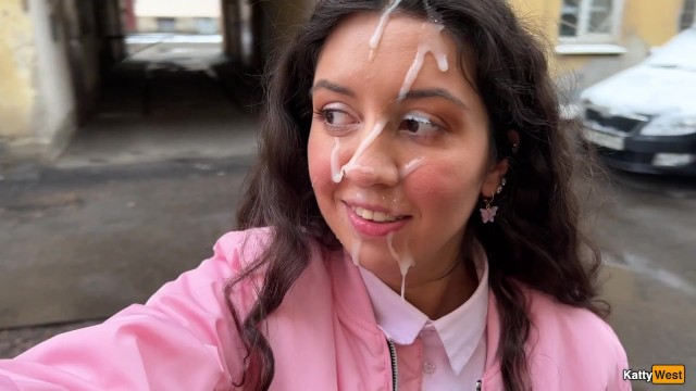 Fucked and went to college with cum on her face - Cumwalk