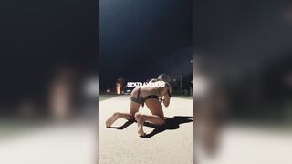 Teen Girl Hardcore Straps On Guy with Huge Dildo with moans on a leash Public Outdoors, Pegging