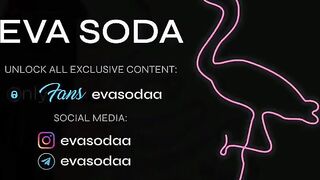 Nymphomaniac Eva Soda jerked off with her legs on New Year's Eve and stained her feet in cum