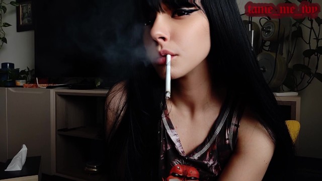 Cute Goth Girl Smoking in your house (full vid on my 0nlyfans/ManyVids)