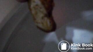 shitting a used rubber glove