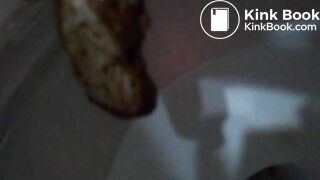 shitting a used rubber glove