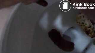 shitting a used rubber glove