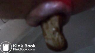 shitting a used rubber glove