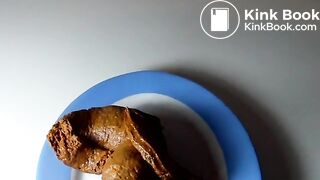 Me shitting in an oval plate (without sound)