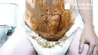 Messy Diaper Wank and Cum