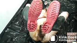 Filthy Scat Pumping in Gas Mask and Rubber Boots