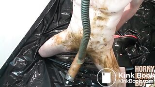 Filthy Scat Pumping in Gas Mask and Rubber Boots