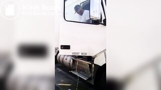Trucker caught pissing and shitting