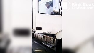Trucker caught pissing and shitting
