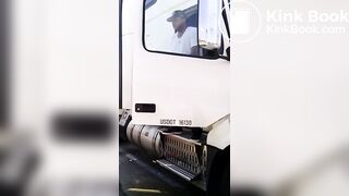 Trucker caught pissing and shitting